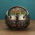 Bronze spherical elephant ashtray with colorful relief and rotating cover lid - Bronze Enamel Elephant