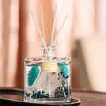 120ML glass aromatherapy diffuser with blue and white dried flowers and fiber sticks - 120ML Hilton Type
