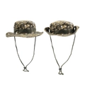 Detailed views of digital camouflage boonie hat with adjustable chin strap and side snaps - Light Green Digital Camo