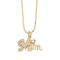 Goldene Mom Anhänger Halskette mit Zirkonia Steinen und kleinem Herz Detail - Stil B (Herz Mom) / Gold