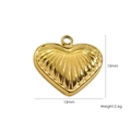 DIY 14K gold plated stainless steel heart pendant with sunburst texture, 13mm size - Radiating Stripes Heart Pendant (13x13mm)
