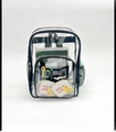 Waterproof clear PVC backpack with black trim and large storage capacity for students - Black