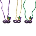 Three Mardi Gras necklaces with purple, gold, and green sequins masks for parties - Sequin Mask C Three-Color Necklace Set