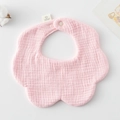 Pink petal-shaped 100% cotton gauze baby bib with soft texture and snap button - Gauze Flower Scarf - Peach Pink