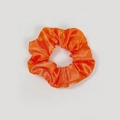 Luminous orange satin LED scrunchie with shiny finish for glowing hair styling - Orange Glowing Satin