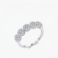 Funkelnder S925 Sterlingsilber Ring mit fünf floralen Zirkonia-Designs für Damen - US Größe 5 (49mm)