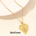 18k gold plated heart necklace variant with sunburst texture and 26x21mm pendant dimensions - Relief Heart / 26x21mm / Gold