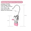 Ganci a clip in acciaio inossidabile con rivestimento rosa per sciarpe antiscivolo - 5 Pezzi/Confezione / Rosa