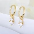 Eleganti orecchini a cerchio in argento S925 dorato con doppi pendenti in zirconia bianca - Argento 925 / Oro