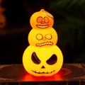 Dreistöckige leuchtende Halloween Kürbis Laterne Dekoration mit Aufhängering - Gelbes Blinklicht