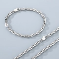 Conjunto de pulsera y collar de cadena de ancla en acero titanio 18k plateado con cierre de langosta - Pulsera (5mmx21cm) / Color Acero