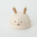 Close-up of baby beanie featuring 3D rabbit ears and soft embroidered bunny face detail - 50cm 1-3 Years / Rabbit