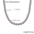 Elegante collana di perle finte grigio argento da 10 mm con catena regolabile donna - Grigio / 10mm