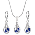Elegante conjunto de joyas de plata con collar y pendientes de gema azul - Set de collar y pendientes / Azul Oscuro