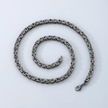 Collar bizantino de acero inoxidable plateado con cierre de langosta en forma de espiral - Collar 65cm / 6mm / Negro Oxidado