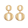 Pendientes geométricos de doble aro ovalado chapados en oro de 18K para mujer - Dorado