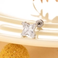 Silver 6mm star-cut cubic zirconia screw back stud earring in polished titanium steel - Star Style (A211-1# White 6MM) / Single Piece