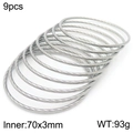 9pcs set of silver twist cable stackable bangles in durable titanium steel finish - 9-Piece Set Steel Color