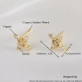 Golden cross stud earrings crafted in copper with 3 layers gold plating and zircon inlay - Cross
