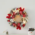 30cm Christmas cedar wreath with red bow, candy ornaments and LED lights - 30cm Red Wreath With Lights