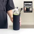 Bottiglia di vetro da 500ml con custodia nera isolante e scala temporale - Piccolo + Custodia Nera