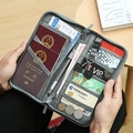 Gray fabric travel passport organizer with internal slots for cards and keys - Large / Gray