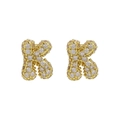Sparkling 18k gold plated balloon letter K stud earrings with zircon micro-paving - Letter K