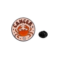 Cartoon Cancer zodiac enamel pin with orange crab design and butterfly clutch back - Cancer