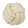 Handmade beige lamb wool knotted ball pillow with soft textured woven fabric - Diameter 13CM / Beige
