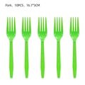 Set van 10 groene pixel-stijl feestvorken, plastic serviesgoed van 16,1x3cm - Tafelvork / 10 Stuks Verpakking / Fruitgroen