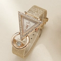 Women's gold triangle quartz watch with sparkling glitter strap and diamond accents - Water Red Single Watch