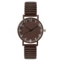 Montre à quartz vintage avec cadran marron et bracelet extensible assorti pour femme - café