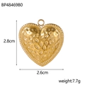 Macro detail of gold-tone heart pendant with unique hammered texture and dimensions - BP48469B0-Hammered Texture Heart