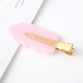 Detail of pink wavy resin hair clip with gold metal duckbill fastener on white surface - 4# Pink Cloud Wave / 6.2cm