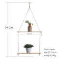 Double-layer wooden hanging shelf with white cotton ropes for home wall decor and plants - Double Tier 1