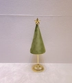 Green velvet cone jewelry display stand with gold star topper and textured metal base - Avocado Green