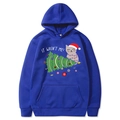 Blauer Weihnachts-Hoodie mit Katzen-Motiv, Weihnachtsbaum und dem Text It Wasnt Me - Blau