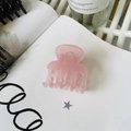 Elegant translucent pink hair claw clip for high ponytail styling on a minimalist background - Jelly Pink (Medium 4.8cm)