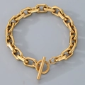 Golden stainless steel O-chain bracelet with toggle clasp in a minimalist design - Hexagonal Cut Toggle Clasp (7.5mm) / 20cm / Gold