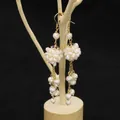 Elegant long gold drop earrings with clusters of freshwater pearls and fine tassels - Pearl Ball Tassel Earrings