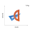 Detailed view of embroidery patch showing size measurements 6.4x6cm and ruler design - Triangle Ruler