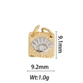 Square 18k gold plated textured eye pendant charm 9.1mm with size and weight dimensions - DZ-1143-Gold Edge Silver Eye
