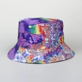 Cappello a secchiello tie-dye galassia colorata con motivi a stella per il sole - M (56-58cm) / Serie Viola