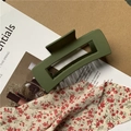 Minimalist square hollow hair claw clip in matte green finish for elegant styling - Medium (approx. 8.5cm) / Green
