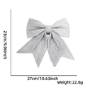 Silver glitter Christmas bow ornament with 23x27cm dimensions for holiday tree decor - G:No.4 (27x23cm) / Silver