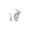 L-shaped silver butterfly nose stud with pink fire opal and sparkling zircon accents - Butterfly Shape (#1)