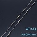 Silver bead chain necklace in stainless steel with lobster clasp 600x3mm 3.5g - Steel Color Necklace (KN232166-Z)