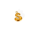 Detail of a 3D bubble style letter S pendant in polished gold stainless steel finish - Letter S