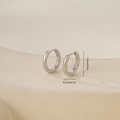 Detail view of silver round earring hoop with 1.4cm height and 0.2cm width measurements - One Pair / Large Round Style-White Gold (E071236-2bkb)