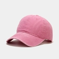 Vue détaillée d'une casquette de baseball rose vintage en coton lavé avec structure à six pans - Réglable / Rose